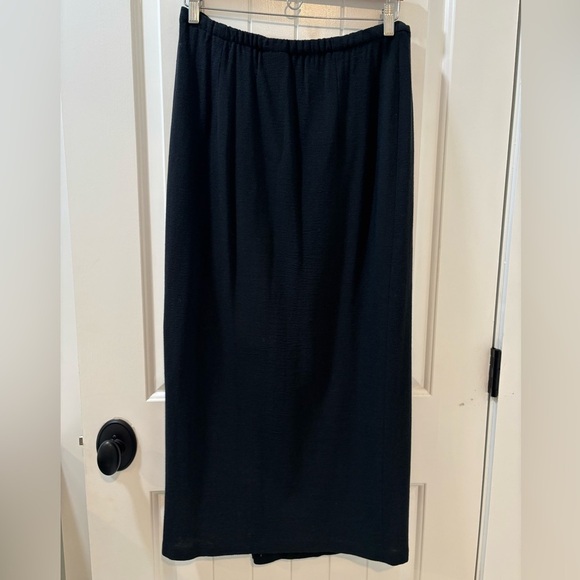 Eileen Fisher Full Length Wrap Maxi Wool Skirt Black Size Small Lagenlook - Picture 3 of 4